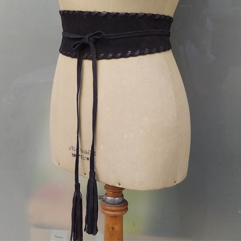 Thumbnail of Black Suede Wrap Belt With Tassels image