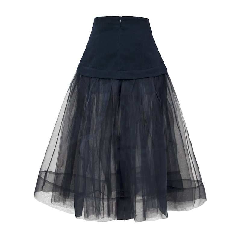 Black Swan Organza A-Line Midi Skirt | Tia Dorraine | Wolf & Badger