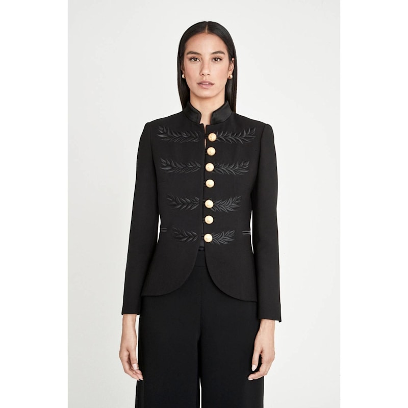 Thumbnail of Black Military Tailored Blazer With Satin Details image