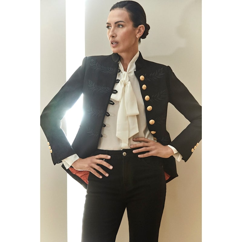 Thumbnail of Black Military Tailored Blazer With Satin Details image