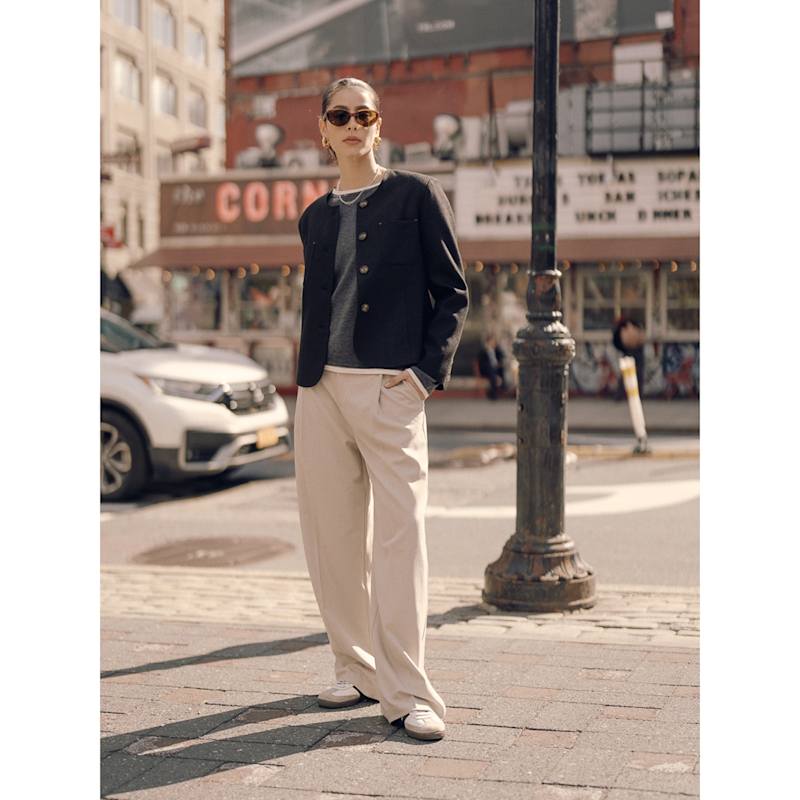 Black Textured Classic Box Jacket | Mute by JL | Wolf & Badger