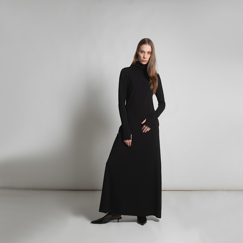 turtle neck black dress Galaxy Black Sequin Turtle-Neck Long-Sleeve Maxi Dress – Club L London
