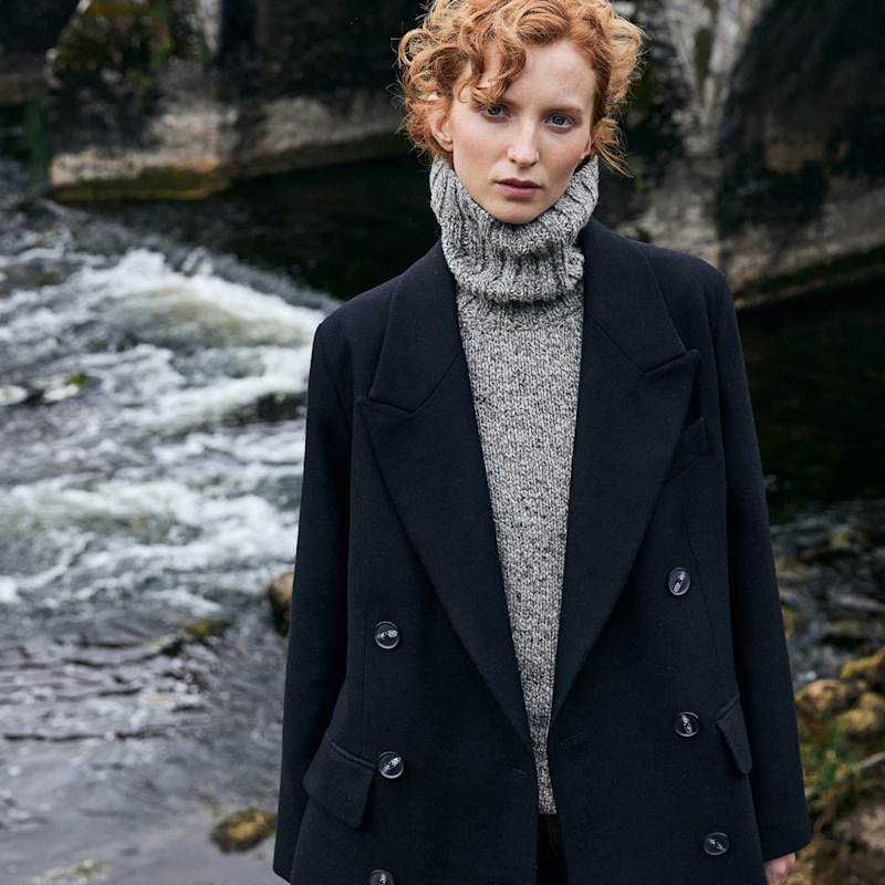Thumbnail of Black Twill Niamh Double Breasted Coat image