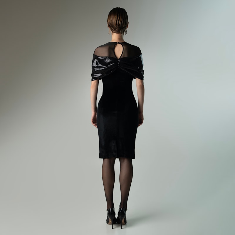Thumbnail of Black Velvet Bowed Evening Dress image