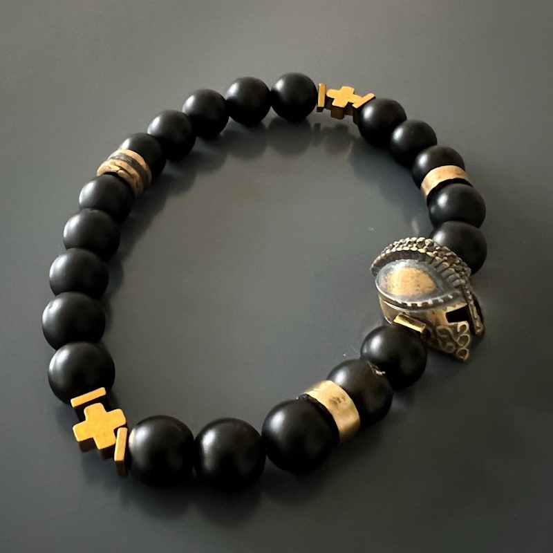 Thumbnail of Black Vibe Onyx Stone Beaded Gladiator Bracelet - Black image