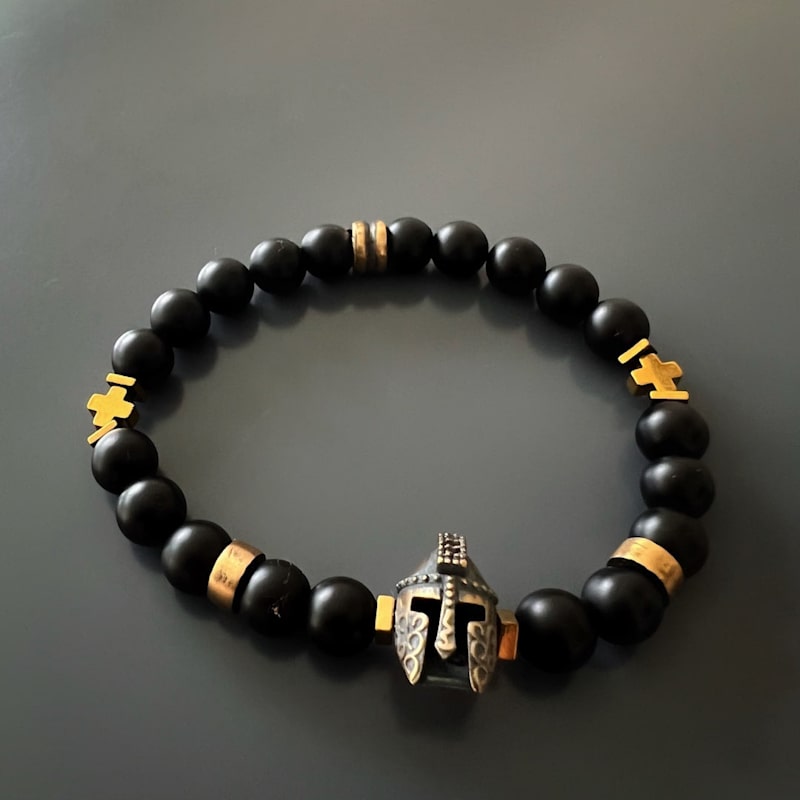 Thumbnail of Black Vibe Onyx Stone Beaded Gladiator Bracelet - Black image