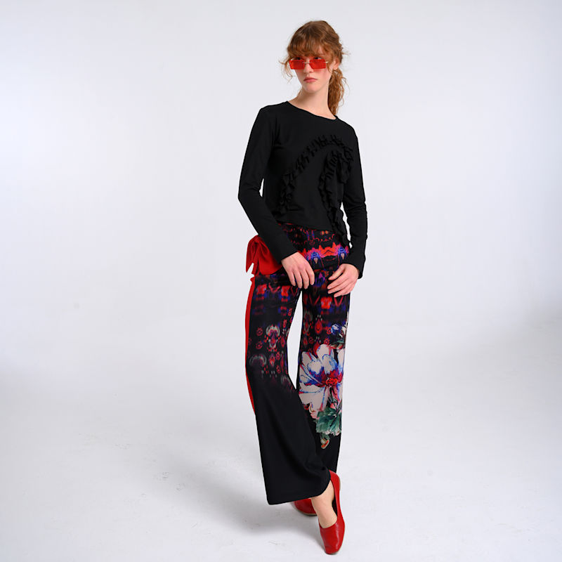 Thumbnail of Black Viscose-Blend Long Sleeve T-Shirt image