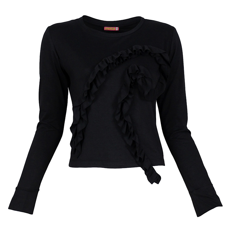 Thumbnail of Black Viscose-Blend Long Sleeve T-Shirt image