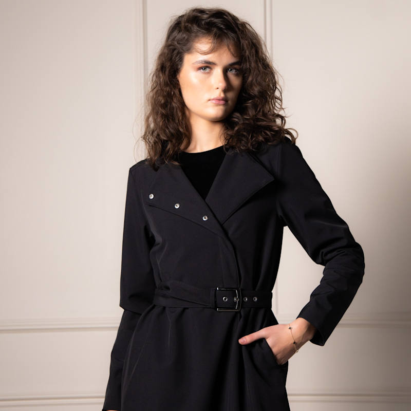 Rainsisters Long A-line Waterproof Coat - Black