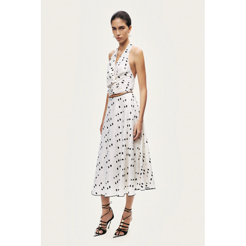 Thumbnail of Black & White Printed Midi Skirt image