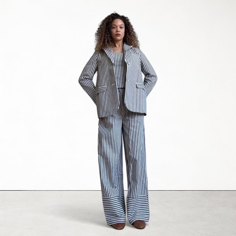 Thumbnail of Black White Striped Tailored Blazer image