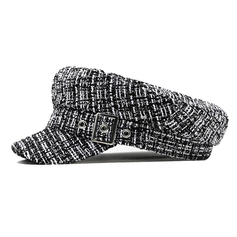 Thumbnail of Black & White Tweed Baker Boy Hat image