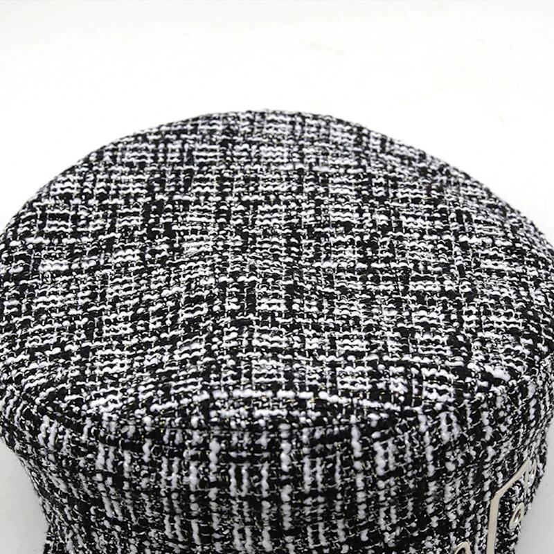 Thumbnail of Black & White Tweed Baker Boy Hat image