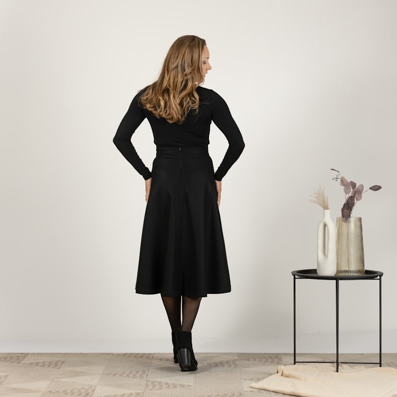 Thumbnail of Wool A-Line Skirt With High Waist And Pockets In Black Colour image