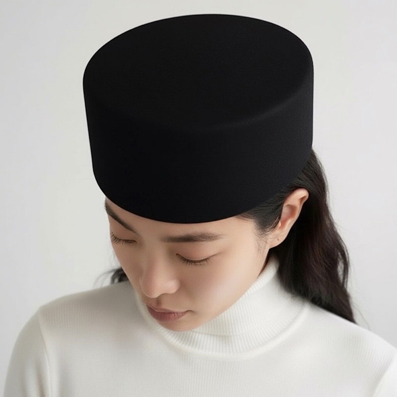 Thumbnail of Black Wool Pillbox Hat image