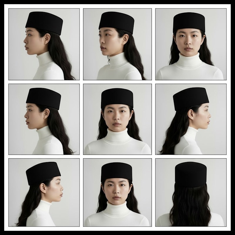 Thumbnail of Black Wool Pillbox Hat image