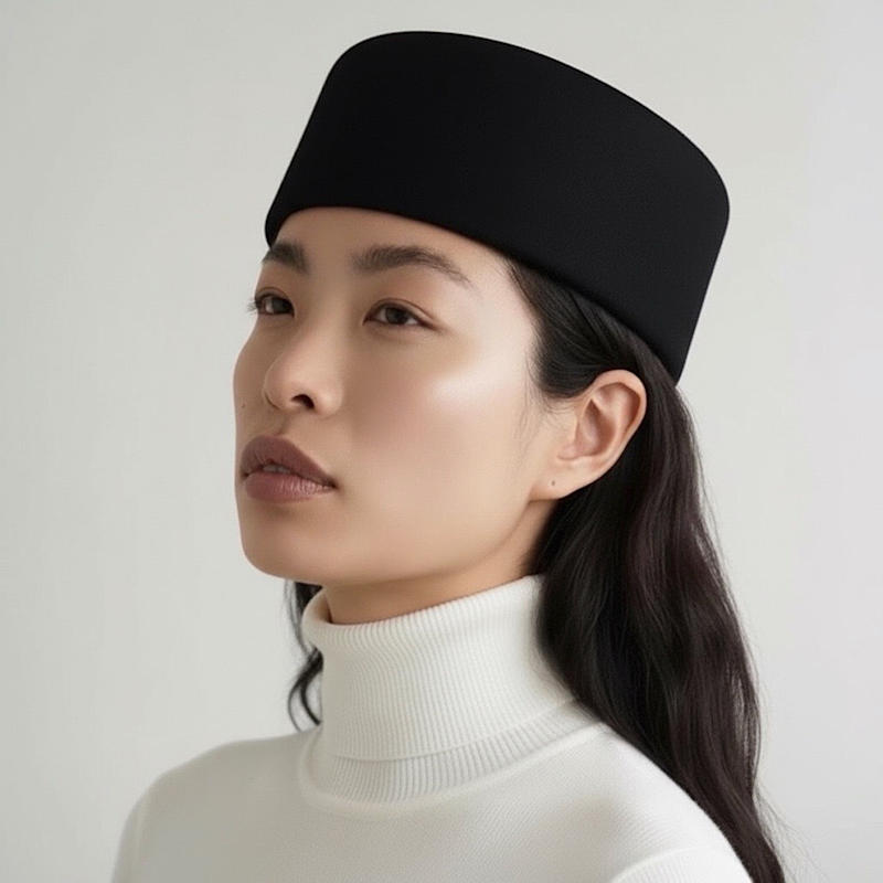 Thumbnail of Black Wool Pillbox Hat image