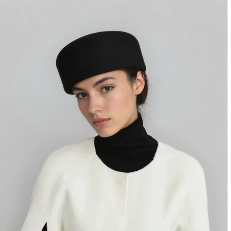 Thumbnail of Black Wool Pillbox Hat image
