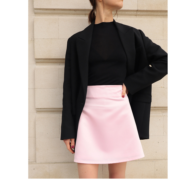 Thumbnail of Blackpink A-Line Satin Effect Mini Skirt - Pink image