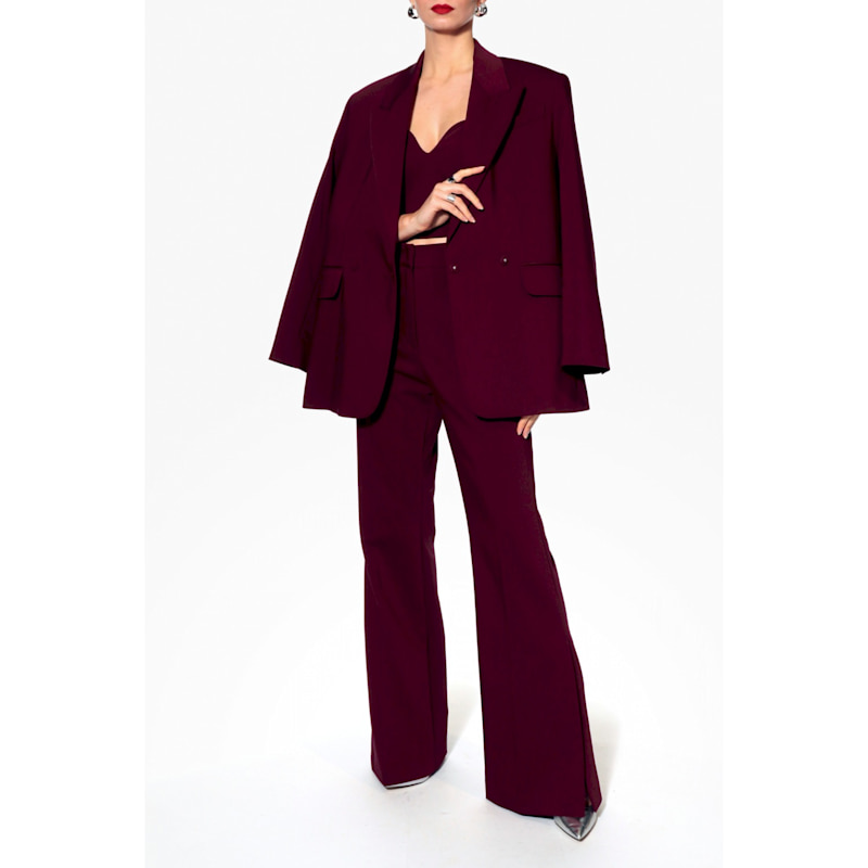 Thumbnail of Blair Burgundy Wine Oversized Double Breasted Blazer image