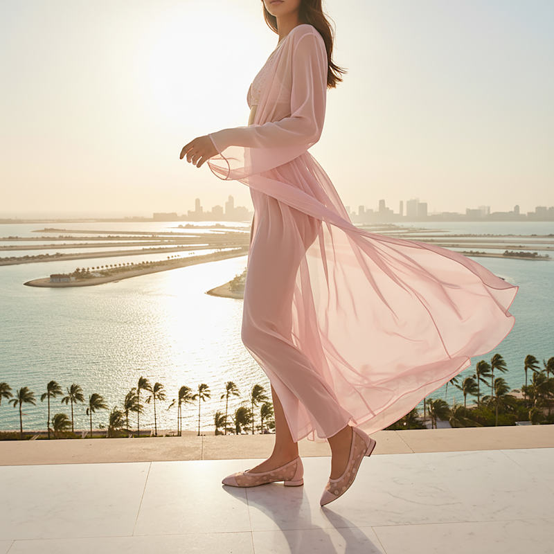 Thumbnail of Blake Baby Pink Polka Dots Flat Comfortable Mesh For Dressy Work & Elegant Evening Wedding Ballerina image