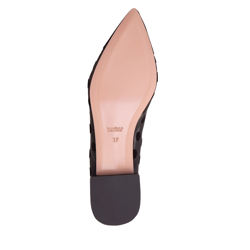 Thumbnail of Blake Black Polka Dots Mesh Work Valentine Evening Comfortable Sexy Flat Ballerina image