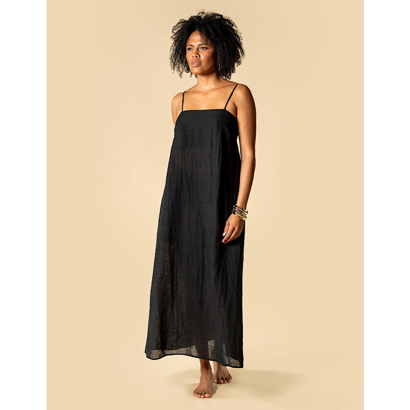 The Summer Edit Blake Luxe Linen Sundress - Black