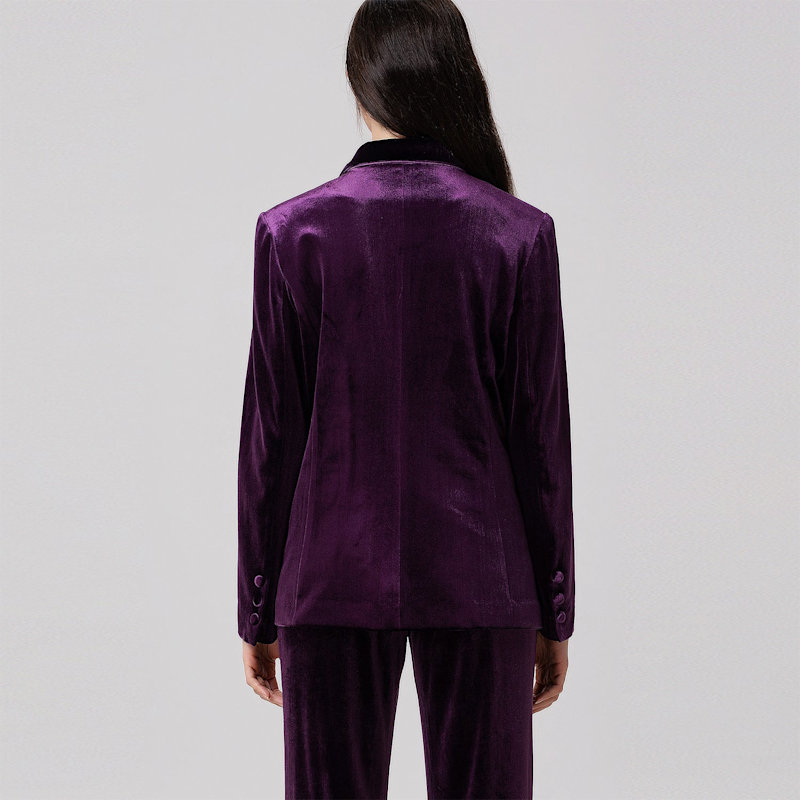 Thumbnail of Double Breasted Velvet Suit Blazer - Purple image