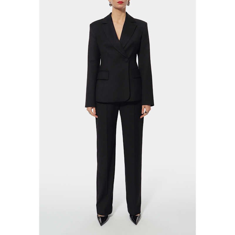 Thumbnail of Irene Black Tailored Single-Breasted Blazer image