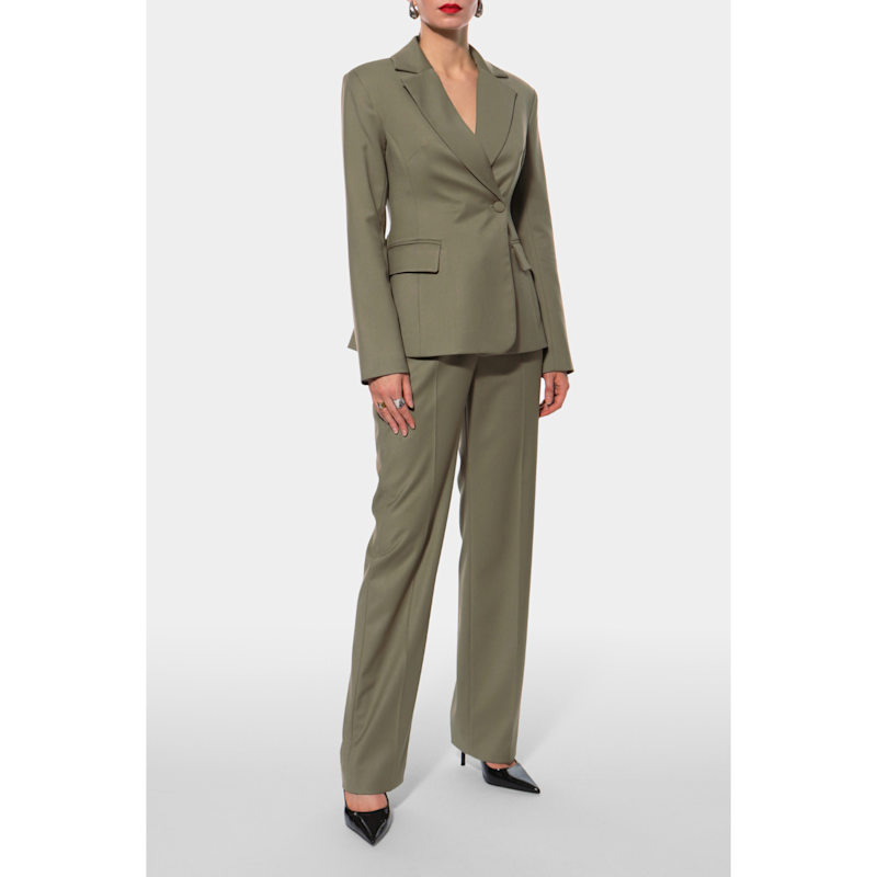 Thumbnail of Irene Olive Tailored Single-Breasted Blazer image
