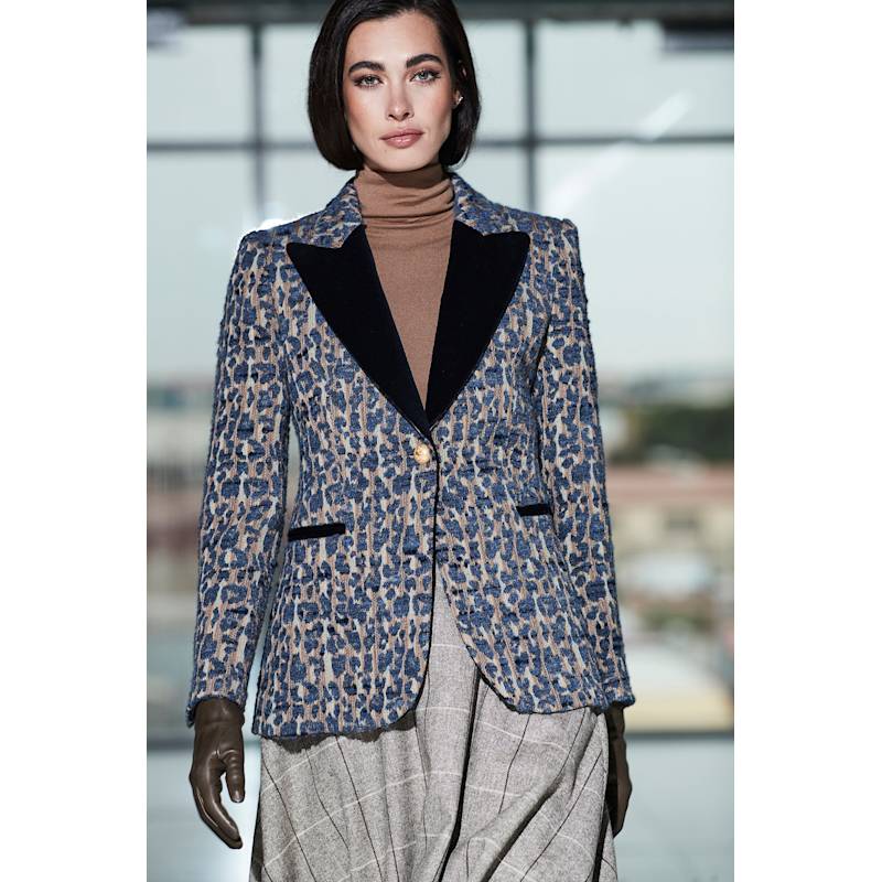 Thumbnail of Jacquard Print Blazer With Velvet Peak Lapel image