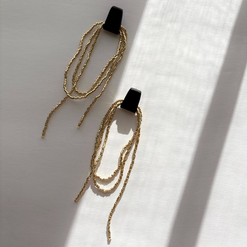 Thumbnail of Bliss Beaded Dangle Earrings Black/Gold image