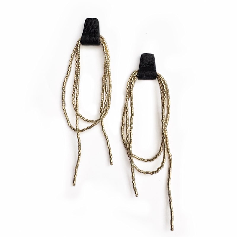 Thumbnail of Bliss Beaded Dangle Earrings Black/Gold image