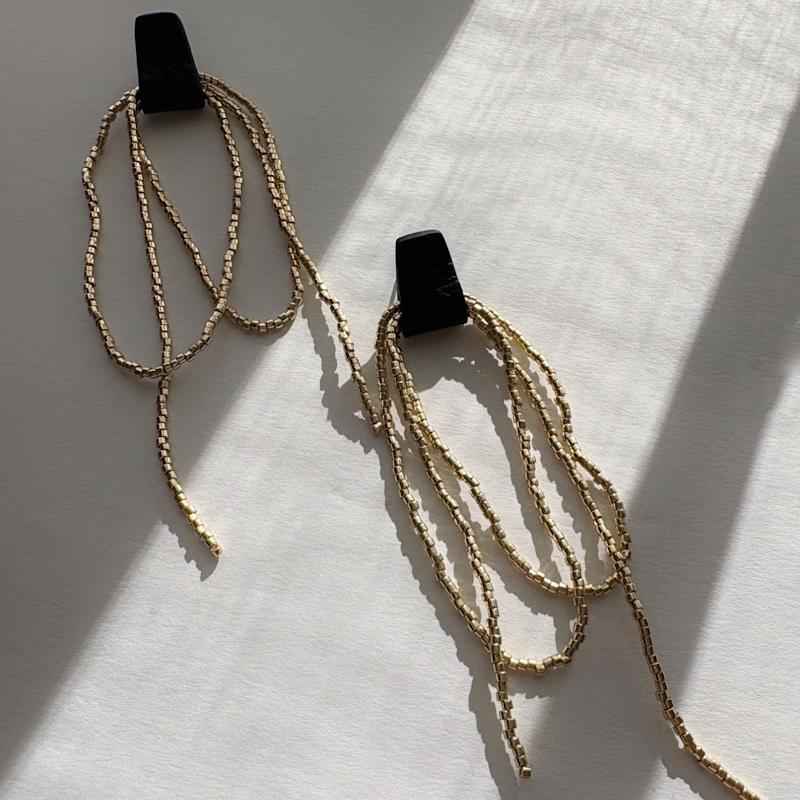Thumbnail of Bliss Beaded Dangle Earrings Black/Gold image