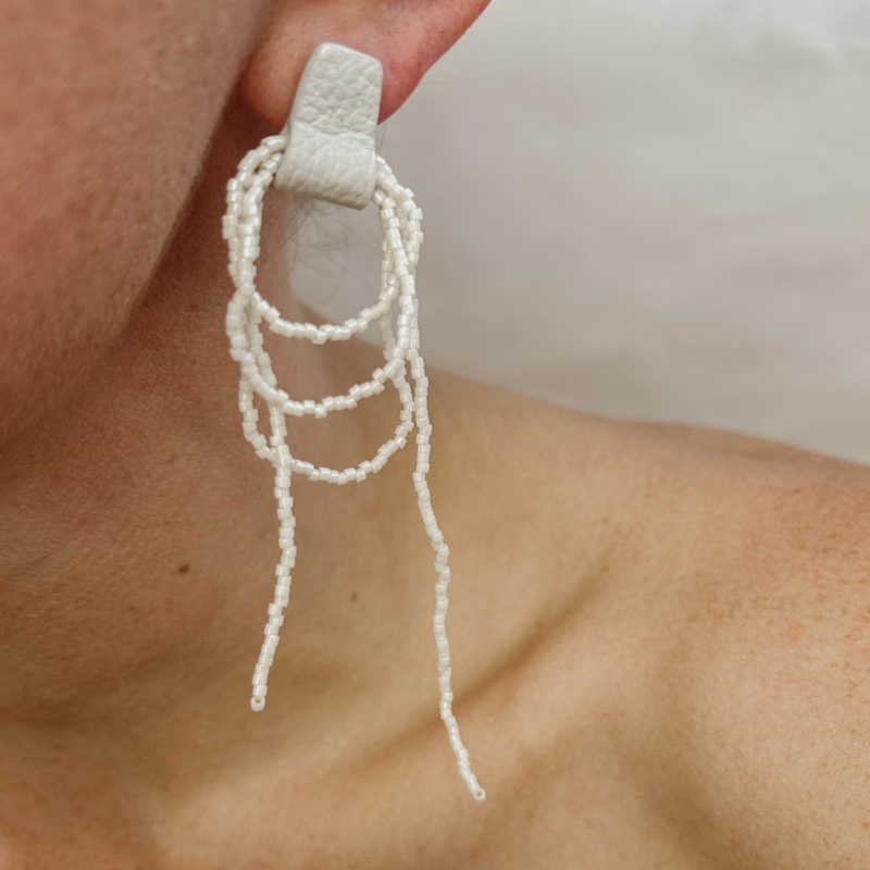 Thumbnail of Bliss Beaded Dangle Earrings Off White image