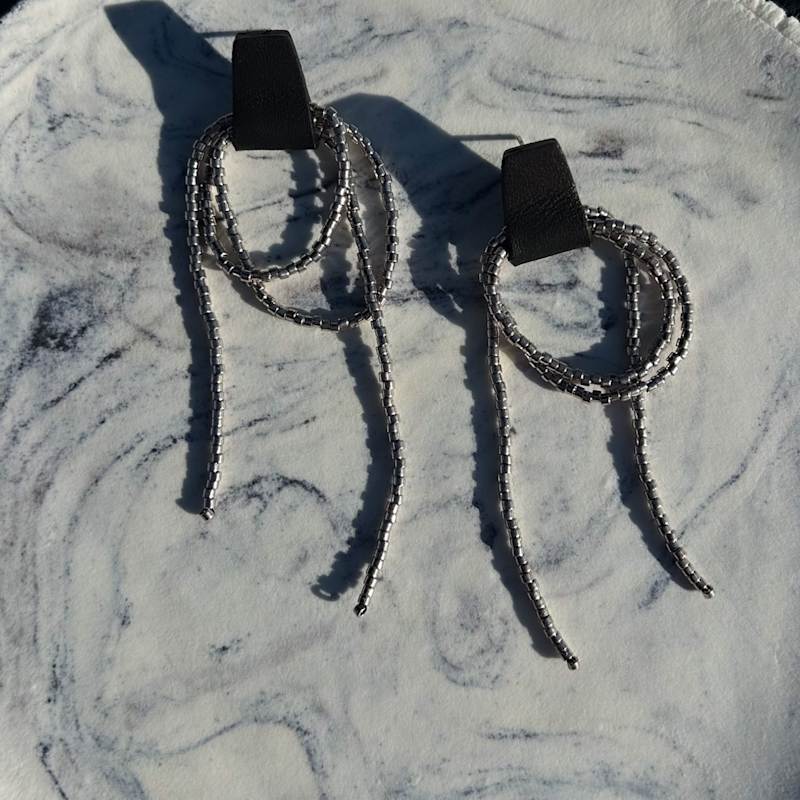 Thumbnail of Bliss Beaded Dangle Earrings Black/Silver image