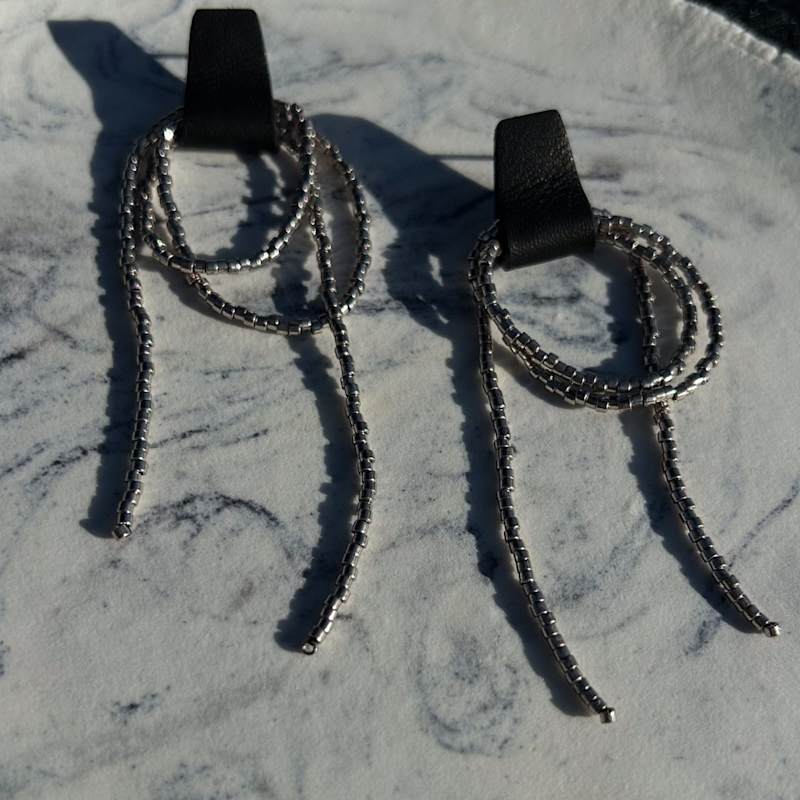 Thumbnail of Bliss Beaded Dangle Earrings Black/Silver image