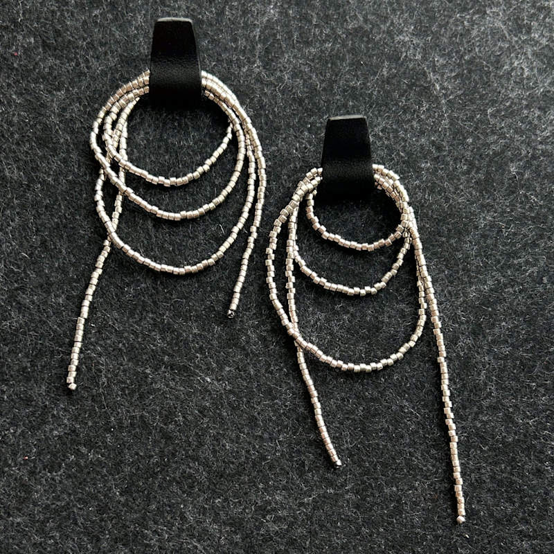 Thumbnail of Bliss Beaded Dangle Earrings Black/Silver image