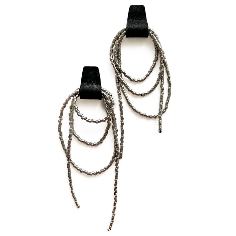 Thumbnail of Bliss Beaded Dangle Earrings Black/Silver image