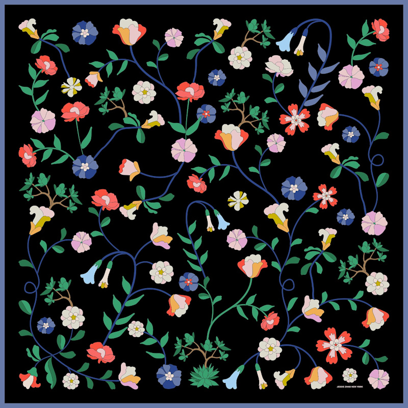 Thumbnail of Blooming Night Double Sided Silk Scarf image