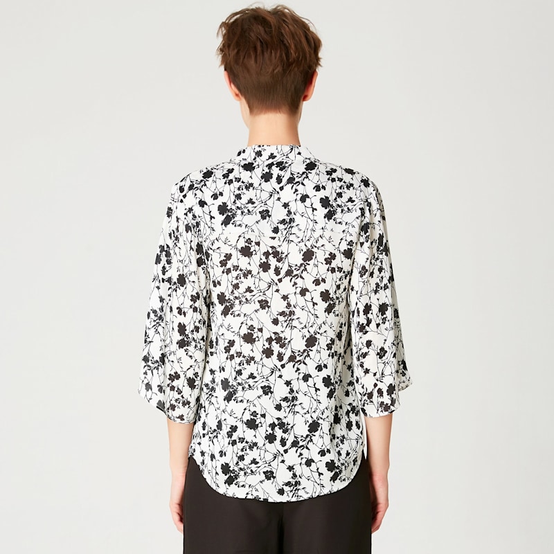 Thumbnail of Tulip Sleeves Blouse With Monochrome Floral Print image