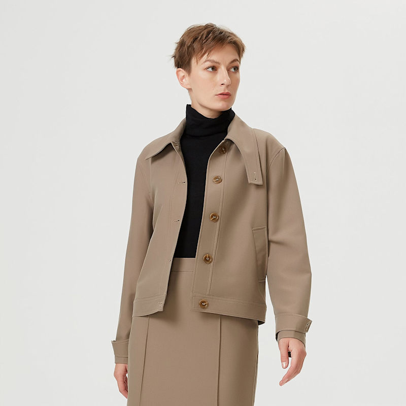 Thumbnail of Buttoned Collar Short Jacket image