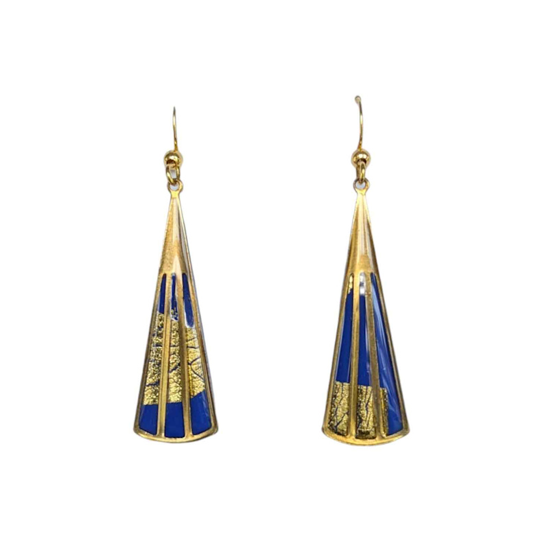 Thumbnail of Blue And Gold Art Deco Earrings image