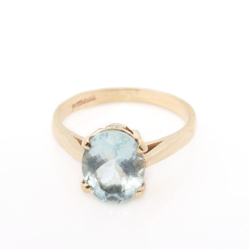 Thumbnail of Blue Beryl And Dimond Ring In Gold image