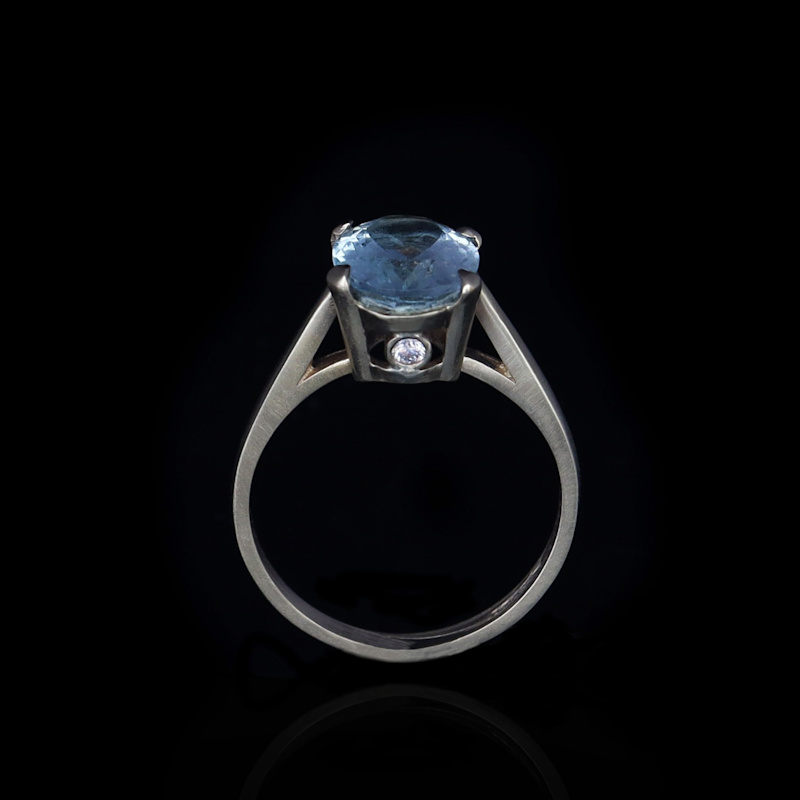 Thumbnail of Blue Beryl And Dimond Ring In Gold image