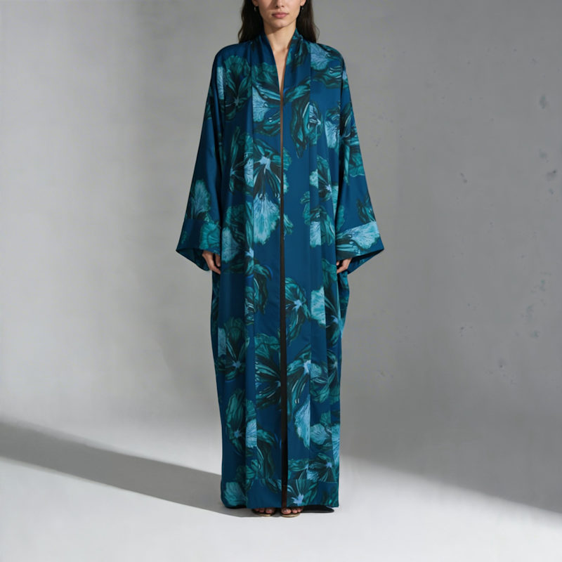 Thumbnail of Blue Floral Bomb Abaya Kaftan image