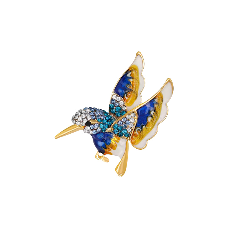 Thumbnail of Blue Gold White Bird Brooch image