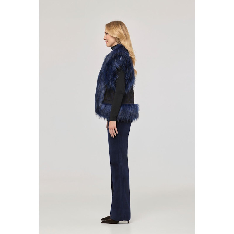 Thumbnail of Blue Knit Waistcoat With Faux Fur Theodoro image