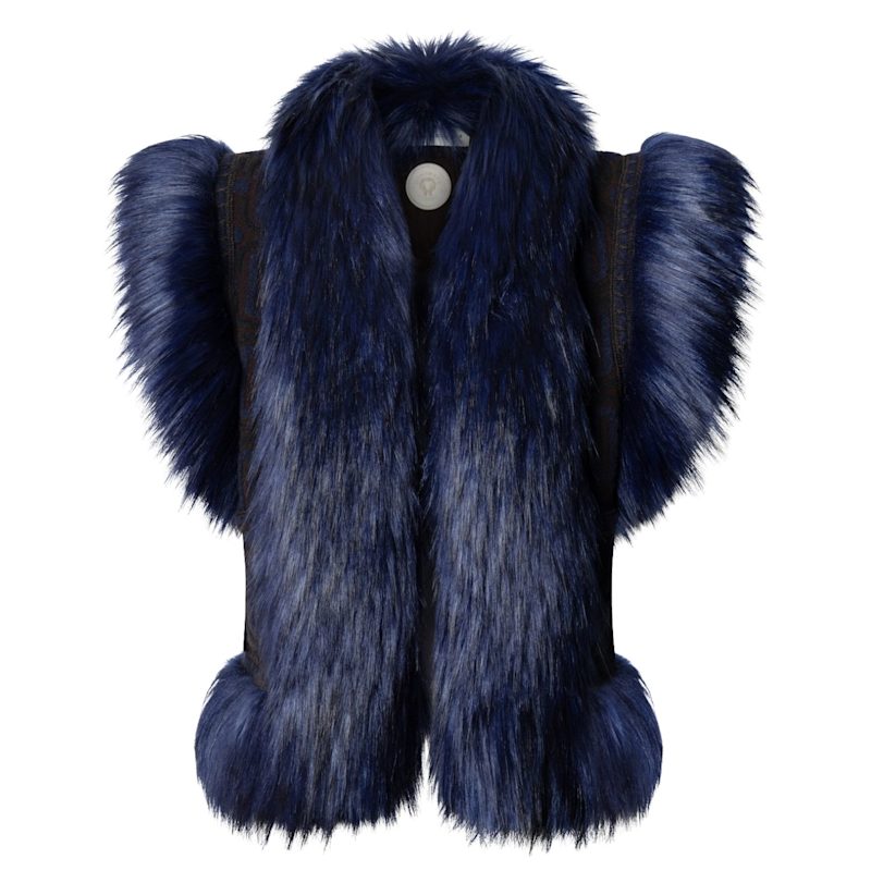Thumbnail of Blue Knit Waistcoat With Faux Fur Theodoro image