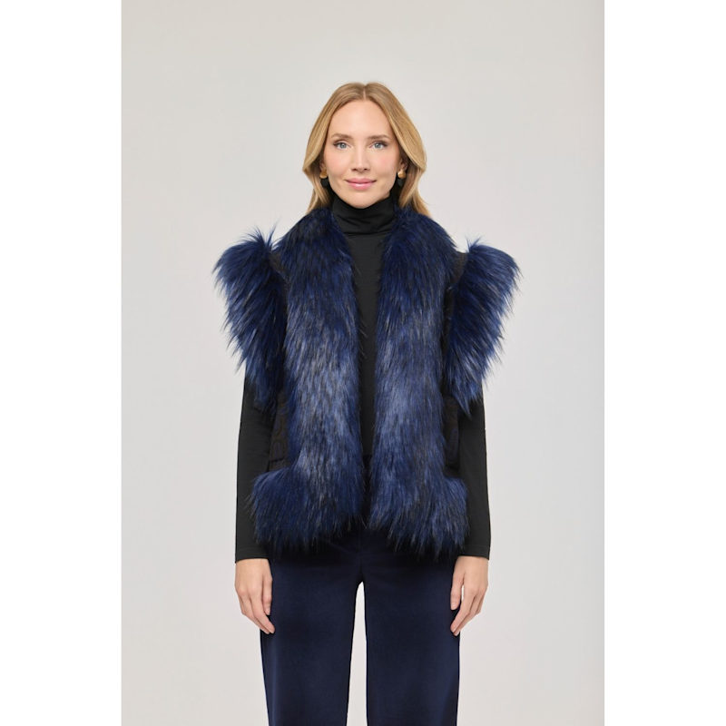 Thumbnail of Blue Knit Waistcoat With Faux Fur Theodoro image
